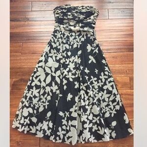 Y2K BCBG MaxAzria floral tulle strapless dress gown 0 XS NWOT prom gala party
